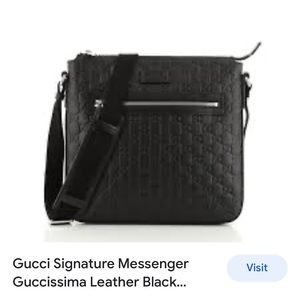 NWT!!Gucci Signature Zip Messenger Bag Guccissima Leather Medium
